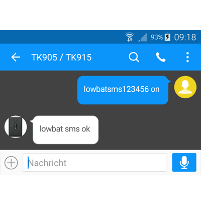 TK905 / TK915 Akkuwarnung bei geringer Akkuladung  - Alarm per SMS einschalten / ausschalten