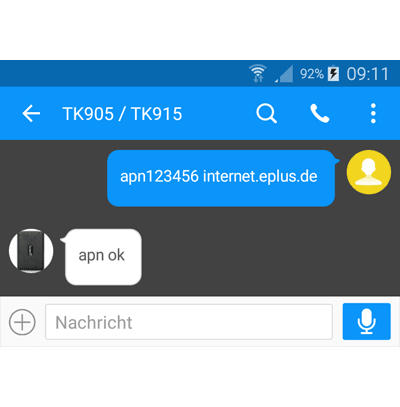 TK905 / TK915 mit Blau.de SIM Karte  - APN speichern