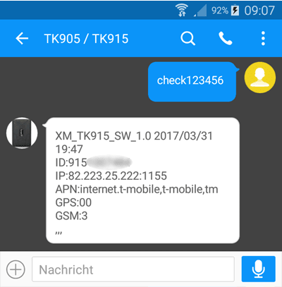 Einstellungen des TK905 / TK915 abfragen / abrufen