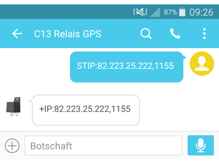 GPS Ortungsportal Server IP Adresse und Port speichern