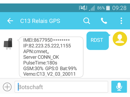 SMS Diagnose  - Einstellungen auslesen