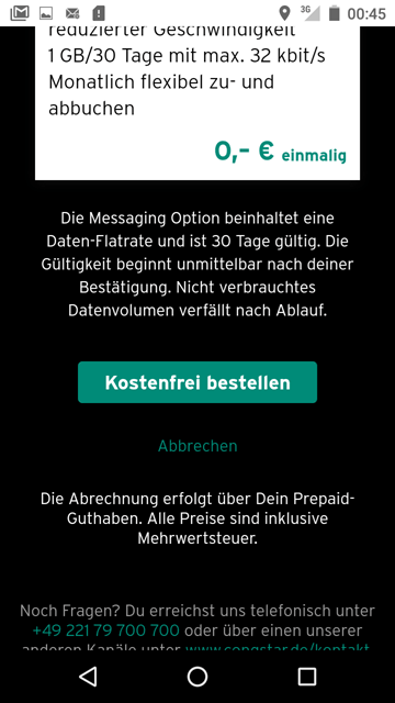 Messaging Option buchen und aktivieren (bestellen) Messaging Option buchen und aktivieren (bestellen)