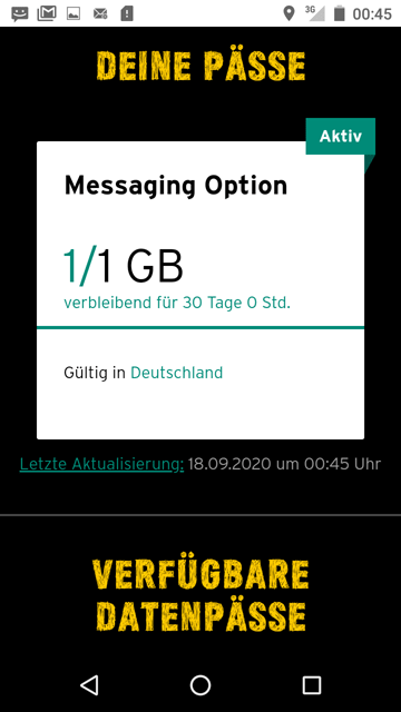 Messaging Option erfolgreich gebucht und aktiviert Messaging Option erfolgreich gebucht und aktiviert