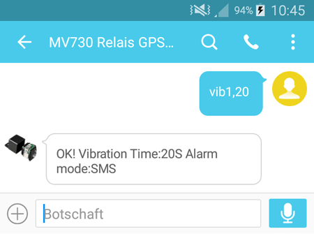 Alarm Erschütterung Empfindlichkeit (Bewegungsalarm)