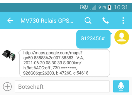 SMS Ortung (Google Maps Link)
