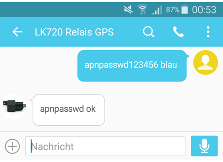 APN Passwort / Kennwort GPS-Tracker LK720