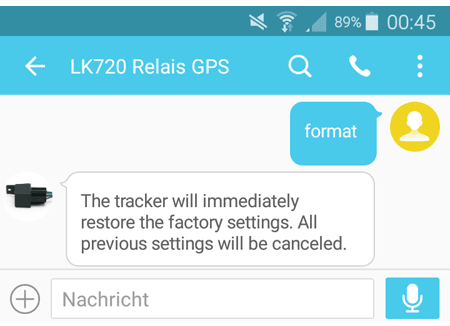 GPS-Tracker formatieren / Werkseinstellungen