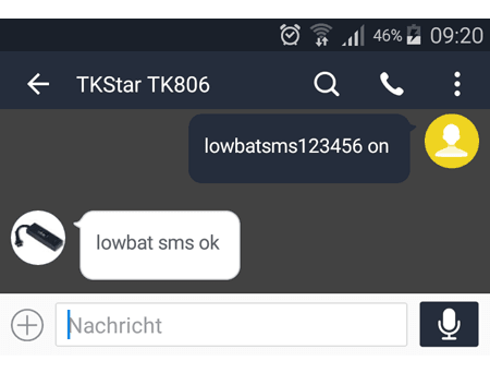 Warnmeldung per SMS bei geringer Akkuladung aktivieren