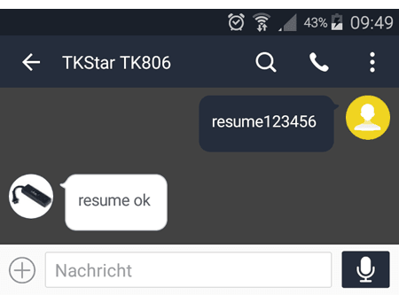 Motorfernunterbrechung / Zündunterbrechung per SMS aufheben