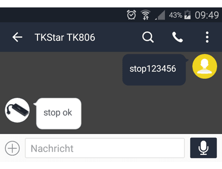 Motorfernunterbrechung / Zündunterbrechung per SMS
