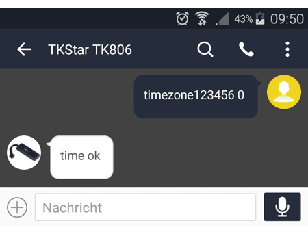 GPS Tracker TK806 mit der richtigen Zeitzone einstellen