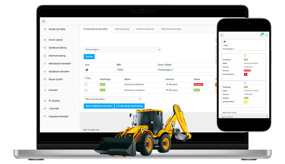 Diebstahlschutz f&uuml;r Baumaschinen mit Alarmen