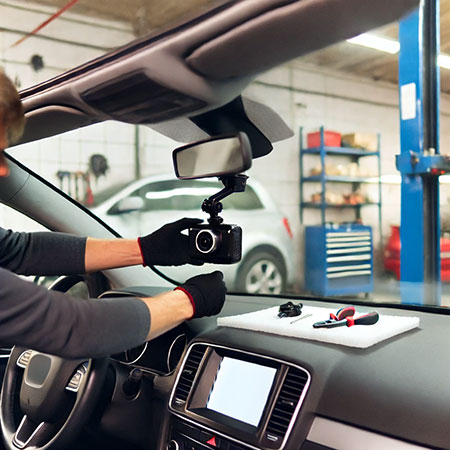 Einbau einer Dashcam in der Werkstatt