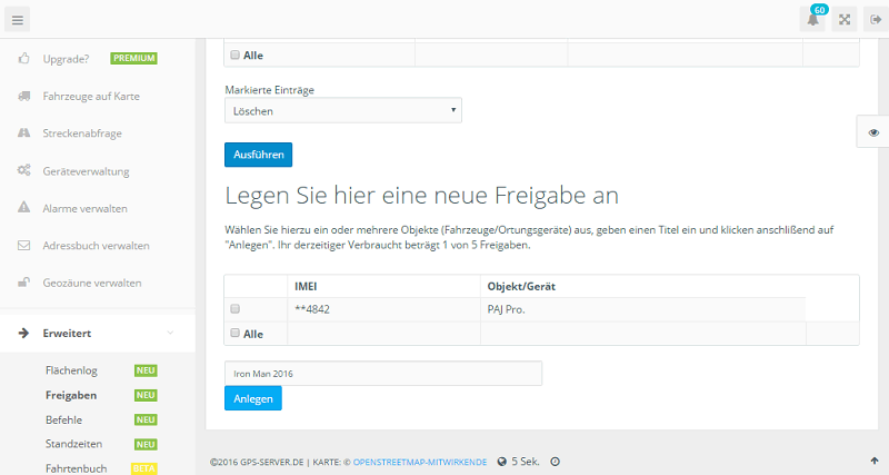 Freigabe erstellen
