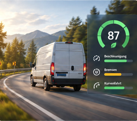 Fahrstilanalyse mit Bewertung von Beschleunigung, Bremsen und Kurvenfahrten