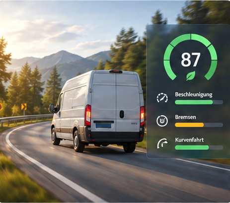 Fahrstilanalyse mit Bewertung von Beschleunigung, Bremsen und Kurvenfahrten