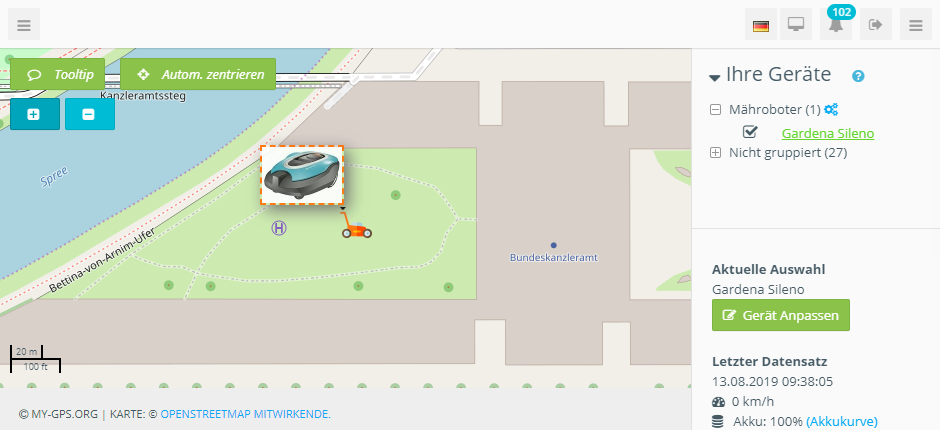 Mähroboter GPS live orten