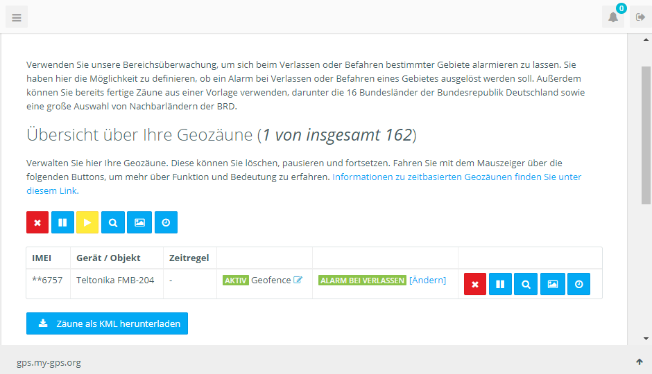 Geofence fertig - Übersicht Geofence fertig - Übersicht