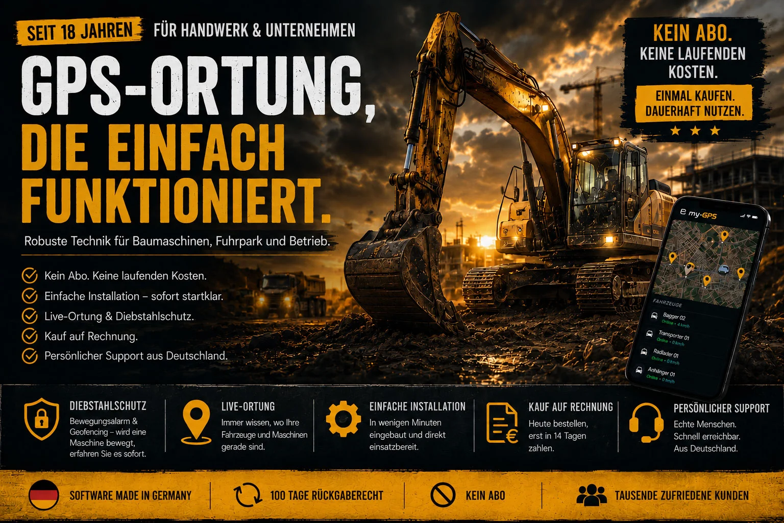 GPS Tracker f�r Baumaschinen ohne Abo