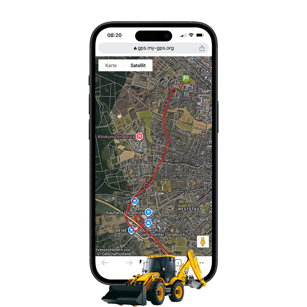 Satellitenansicht mit Maschinenverlauf