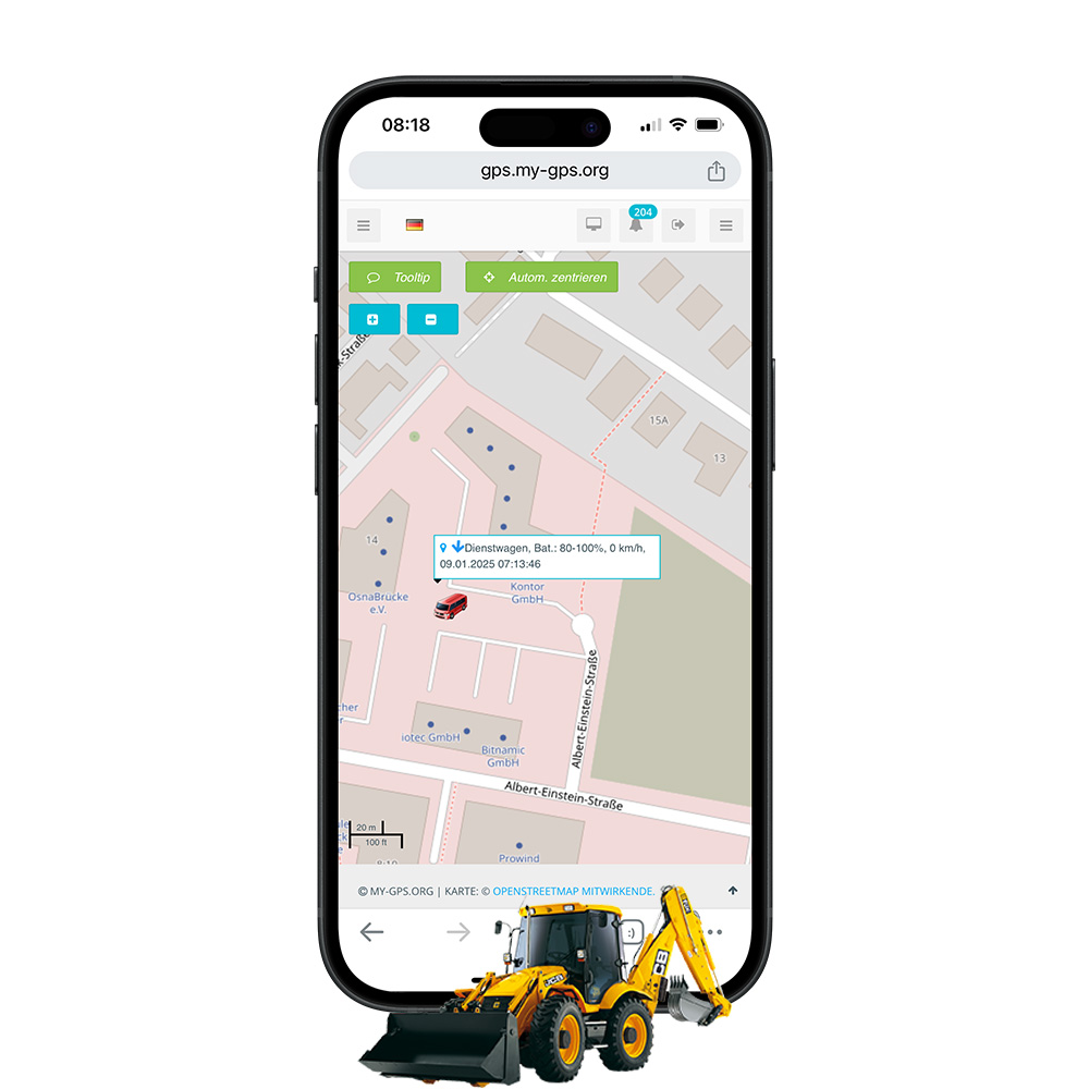 Live-Verfolgung von Maschinen auf dem Smartphone