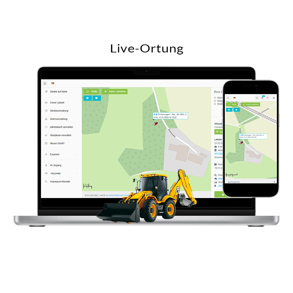 GPS Live-Tracking Dashboard für Baugeräte