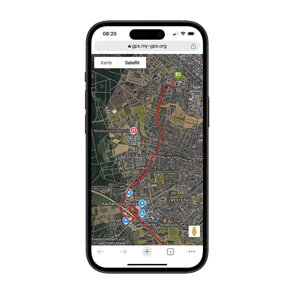 Satellitenansicht auf Smartphone
