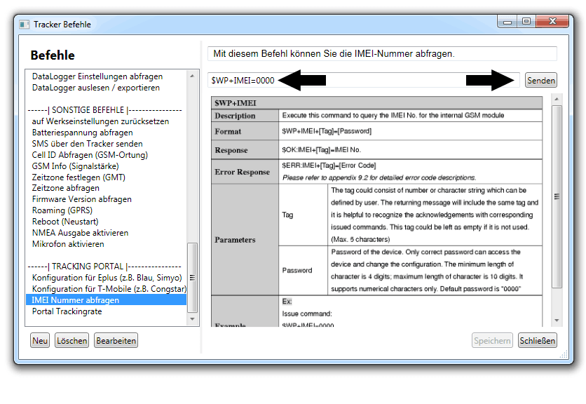 TK5000 IMEI Nummer abfragen TK5000 IMEI Nummer abfragen