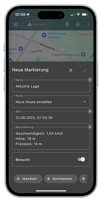 Für interessante Orte kannst du POIs anlegen