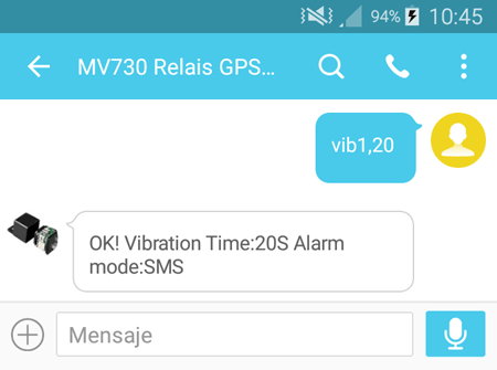 Sensibilidad vibración alarma (movimiento) Sensibilidad vibración alarma (movimiento)