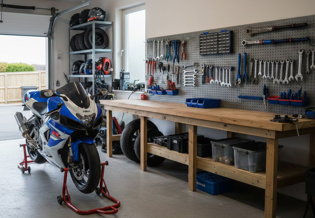 Motorrad auf Heber  decoding=