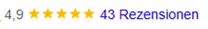 43 positive Google Bewertungen vom 04.07.2025