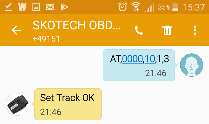 Skotech OBD-GPS Tracker 300F - Sendeintervall einstellen Skotech 300F Trackingintervall