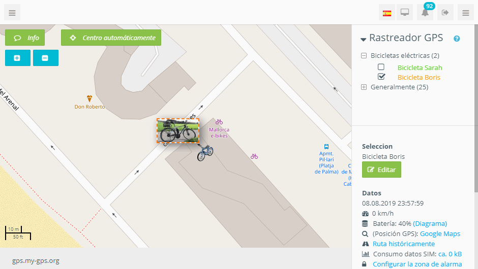 Localización en tiempo real de bicicletas eléctricas por GPS Localización tiempo real bicicletas eléctricas